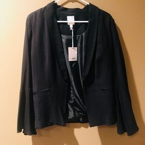LC Lauren Conrad Flared-Cuff Black Blazer
